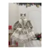 Beyaz Siyah Dantel Kız Çocuk Elbisesi