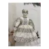 Beyaz Siyah Dantel Kız Çocuk Elbisesi