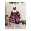 Ekose Kalp Yakalı Kız Çocuk Elbisesi