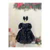 Siyah payetli Kalp Yaka Kız Çocuk Elbisesi