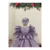 Lila Dantelli Kız Çocuk Elbisesi