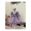 Lila Dantelli Kız Çocuk Elbisesi