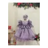 Lila Dantelli Kız Çocuk Elbisesi