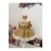 Gold Payetli Kız Çocuk Elbisesi