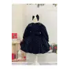 Siyah Kadife Bebe Yakalı Kız Çocuk Elbisesi