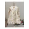 Krem Çicek Baskılı Kız Çocuk Elbisesi