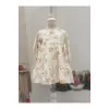Krem Çicek Baskılı Kız Çocuk Elbisesi