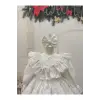 Beyaz Kadife Kız Çocuk Elbisesi
