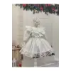 Beyaz Kadife Kız Çocuk Elbisesi