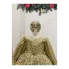 Gold Desenli Kız Çocuk Elbisesi