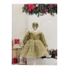 Gold Desenli Kız Çocuk Elbisesi