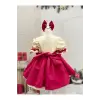 Canlı Pembe Ve krem Kız Çocuk Elbisesi