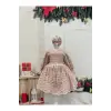 Somon Fırfırlı Kız Çocuk Elbisesi