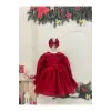 Kırmızı Bebe Yakalı Kız Çocuk Elbisesi