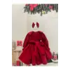 Kırmızı Bebe Yakalı Kız Çocuk Elbisesi