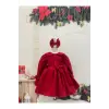Kırmızı Bebe Yakalı Kız Çocuk Elbisesi
