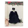 Siyah Desenli Çift Fiyoklu Kız Çocuk Elbisesi