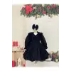 Siyah Desenli Çift Fiyoklu Kız Çocuk Elbisesi