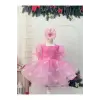 Pembe Büyük Fiyunklu Kız Çocuk Elbisesi