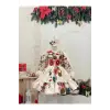 Krem Çicekli Kız Çocuk Elbisesi