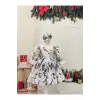 Beyaz Kadife Fıransız Dantel V Yakalı Kız Çocuk Elbisesi