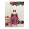 Gül Kurusu Fransız Danteli Kız Çocuk Elbise
