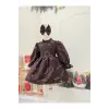Kadife Çikolata Rengi Bayetli Kız Çocuk Elbisesi