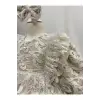 Krem Kadifeli Fransız Dantel(4 Parcalı) Kız Çocuk Elbisesi
