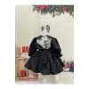 Siyah Beyaz Desenli Kız Çocuk Elbisesi