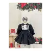 Siyah Beyaz Desenli Kız Çocuk Elbisesi