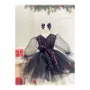 Siyah Payatli V Yaka Kız Çocuk Elbisesi