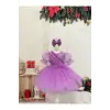 Lila Ön Fırfırlı Kız Çocuk Elbisesi