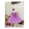 Lila Ön Fırfırlı Kız Çocuk Elbisesi