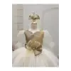 Krem Ve Bej Kız Çocuk Elbisesi