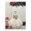 Krem Ve Bej Kız Çocuk Elbisesi
