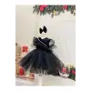 Siyah Fırfırlı Kız Çocuk Elbisesi