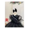 Siyah Fırfırlı Kız Çocuk Elbisesi