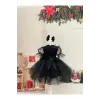 Siyah Fırfırlı Kız Çocuk Elbisesi