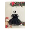 Siyah Fırfırlı Kız Çocuk Elbisesi
