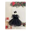 Siyah Fırfırlı Kız Çocuk Elbisesi
