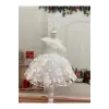 Beyaz Tek Omuzlu Fırfırlı Kız Çocuk Elbisesi