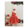Nar Çicek (Mini Taşlı) Tek Omuzlu Kız Çocuk Elbisesi
