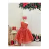 Nar Çicek (Mini Taşlı) Tek Omuzlu Kız Çocuk Elbisesi
