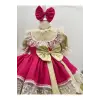 Canlı Pembe Dantelli Kız Çocuk Elbisesi