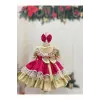 Canlı Pembe Dantelli Kız Çocuk Elbisesi