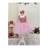 Pembe Parıltılı Askılı Kız Çocuk Elbisesi