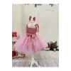 Pembe Parıltılı Askılı Kız Çocuk Elbisesi