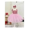 Pembe Parıltılı Askılı Kız Çocuk Elbisesi