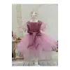 Pembe Parıltılı Askılı Kız Çocuk Elbisesi