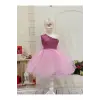 Pembe Payetli Tek omuz Kız Çocuk Elbisesi
